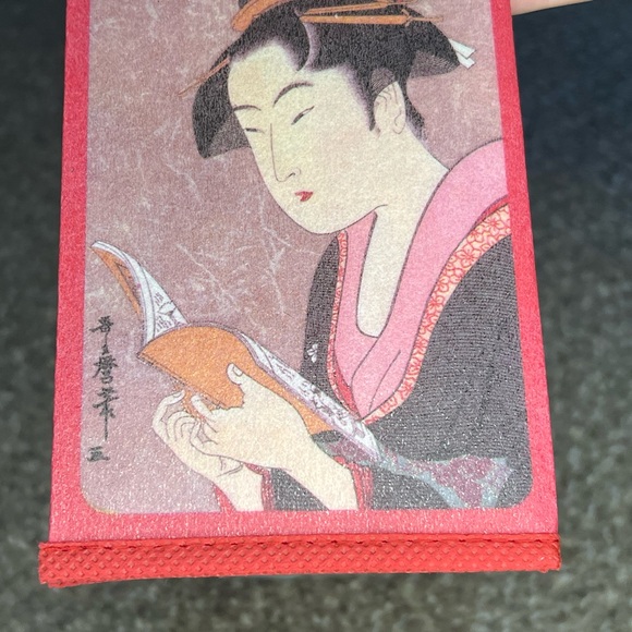 Traditional Japanese Art Ukiyoe Bi-Fold Long Wallet Woman Reading & Gardening - Picture 7 of 16